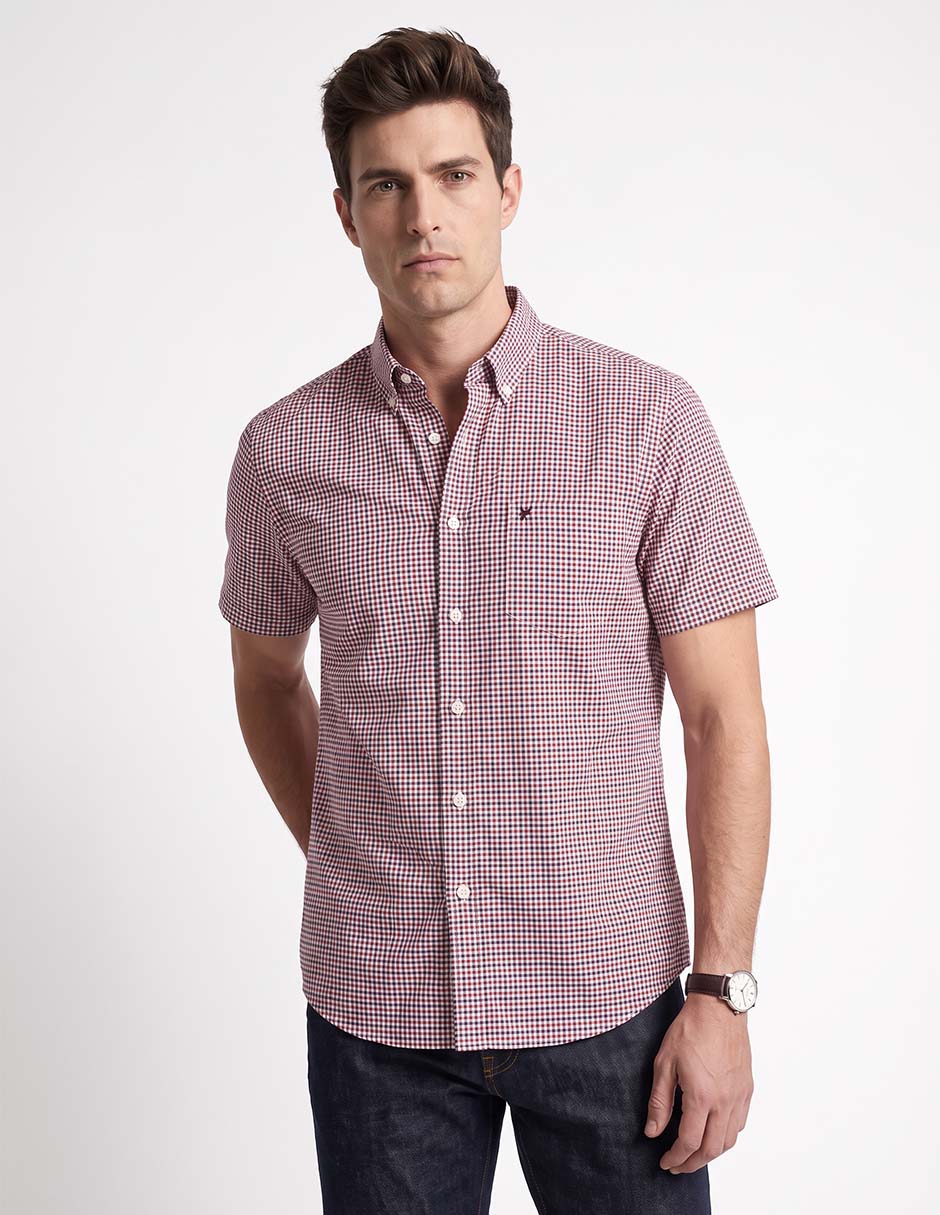 Camisa casual de algodón manga corta para hombre