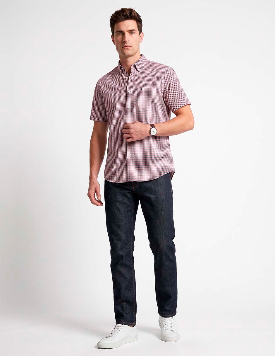 Camisa casual de algodón manga corta para hombre