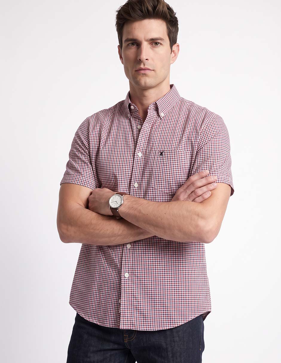 Camisa casual de algodón manga corta para hombre