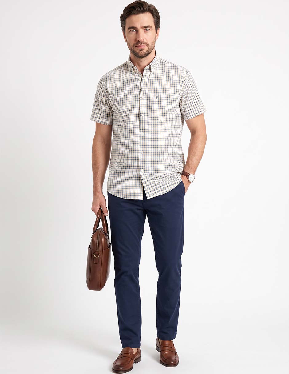 Camisa casual de algodón manga corta para hombre