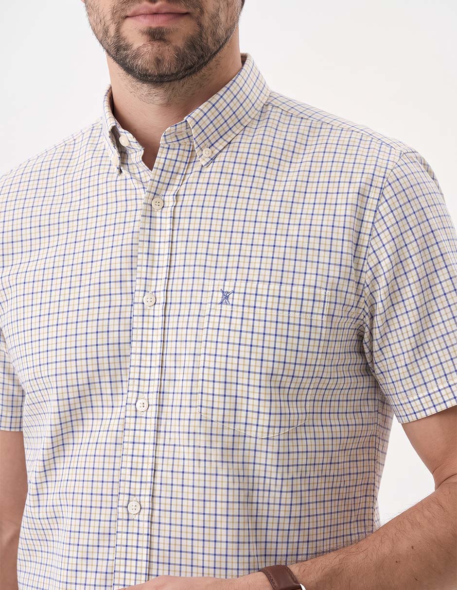 Camisa casual de algodón manga corta para hombre
