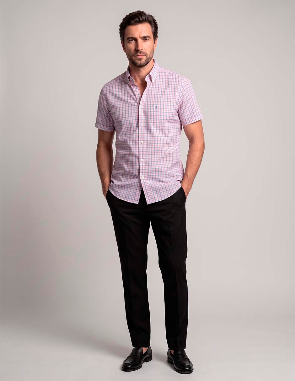 Camisa casual de algodón manga corta para hombre
