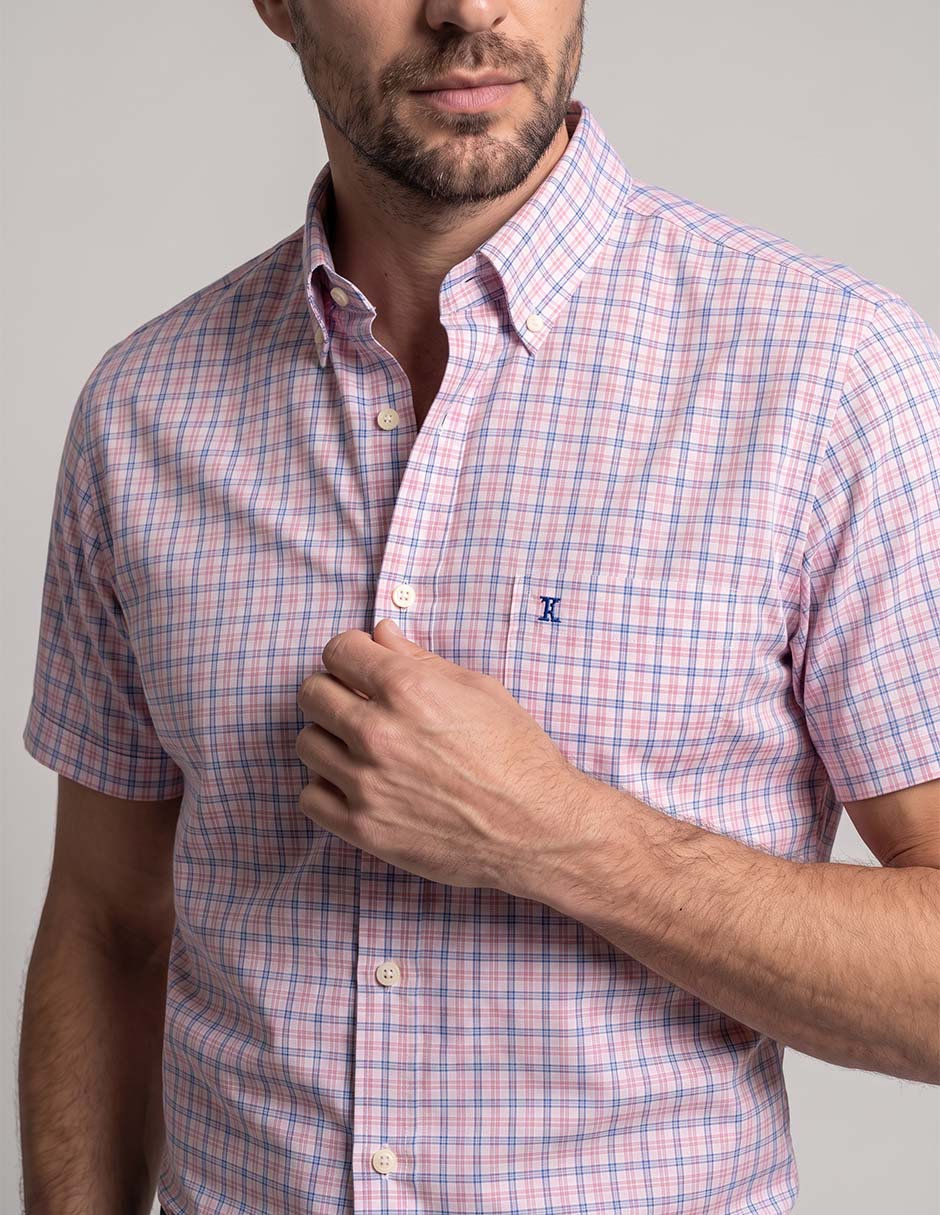 Camisa casual de algodón manga corta para hombre
