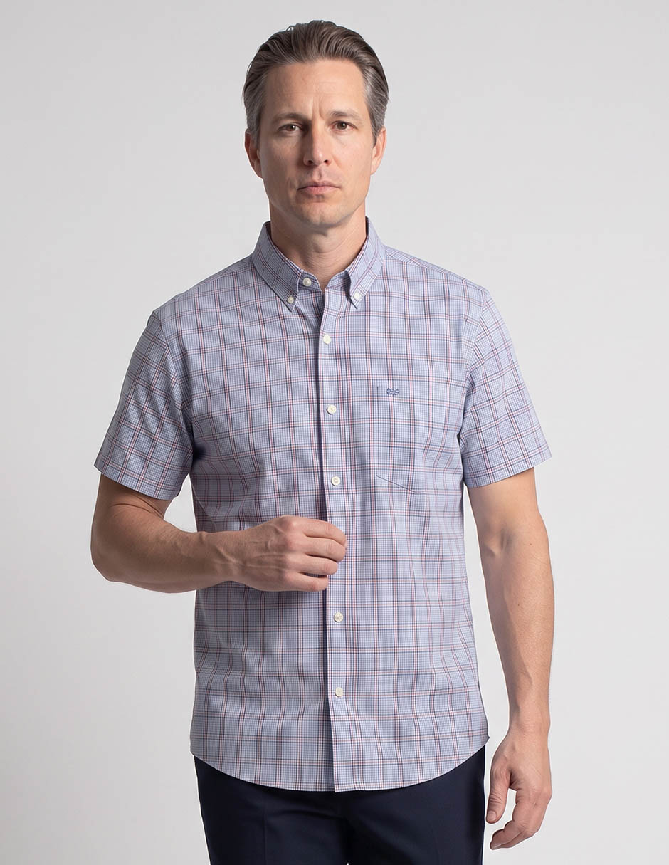 Camisa casual de algodón manga corta para hombre