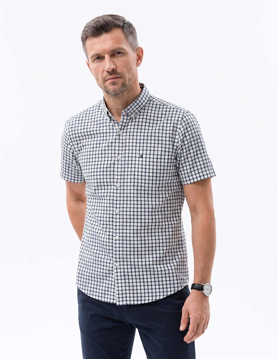 Camisa casual de algodón manga corta para hombre