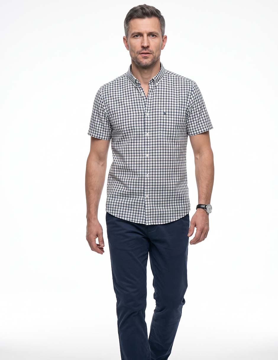 Camisa casual de algodón manga corta para hombre
