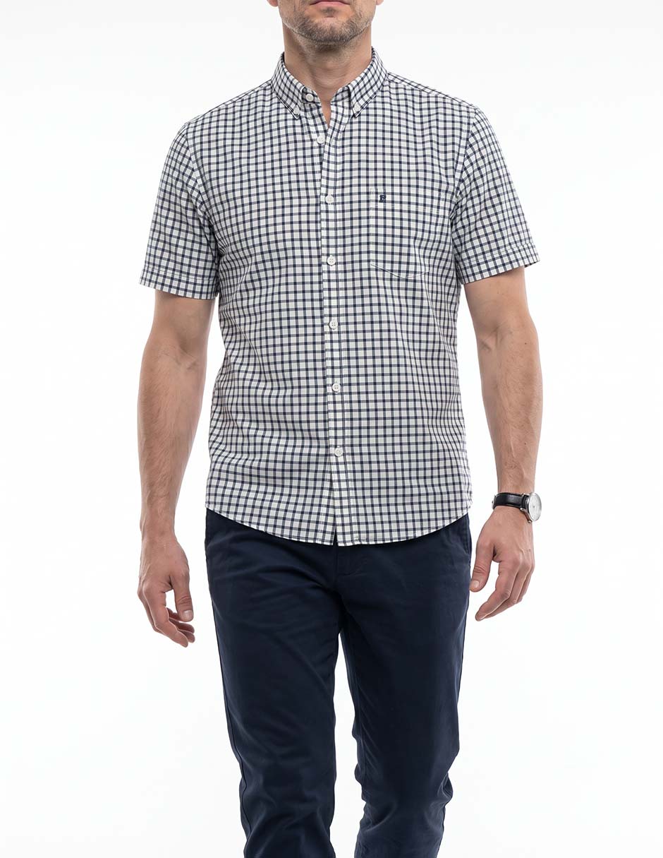 Camisa casual de algodón manga corta para hombre