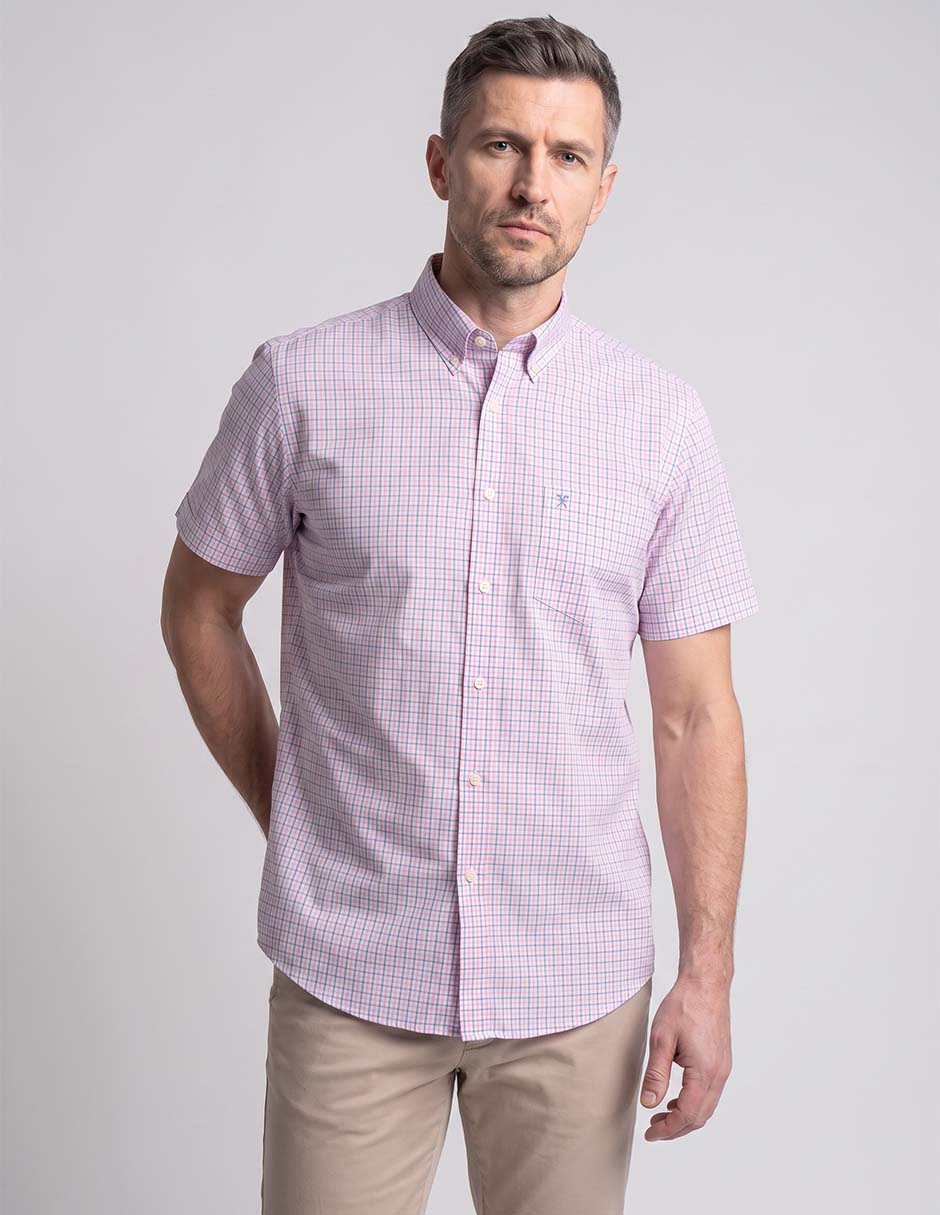 Camisa casual de algodón manga corta para hombre