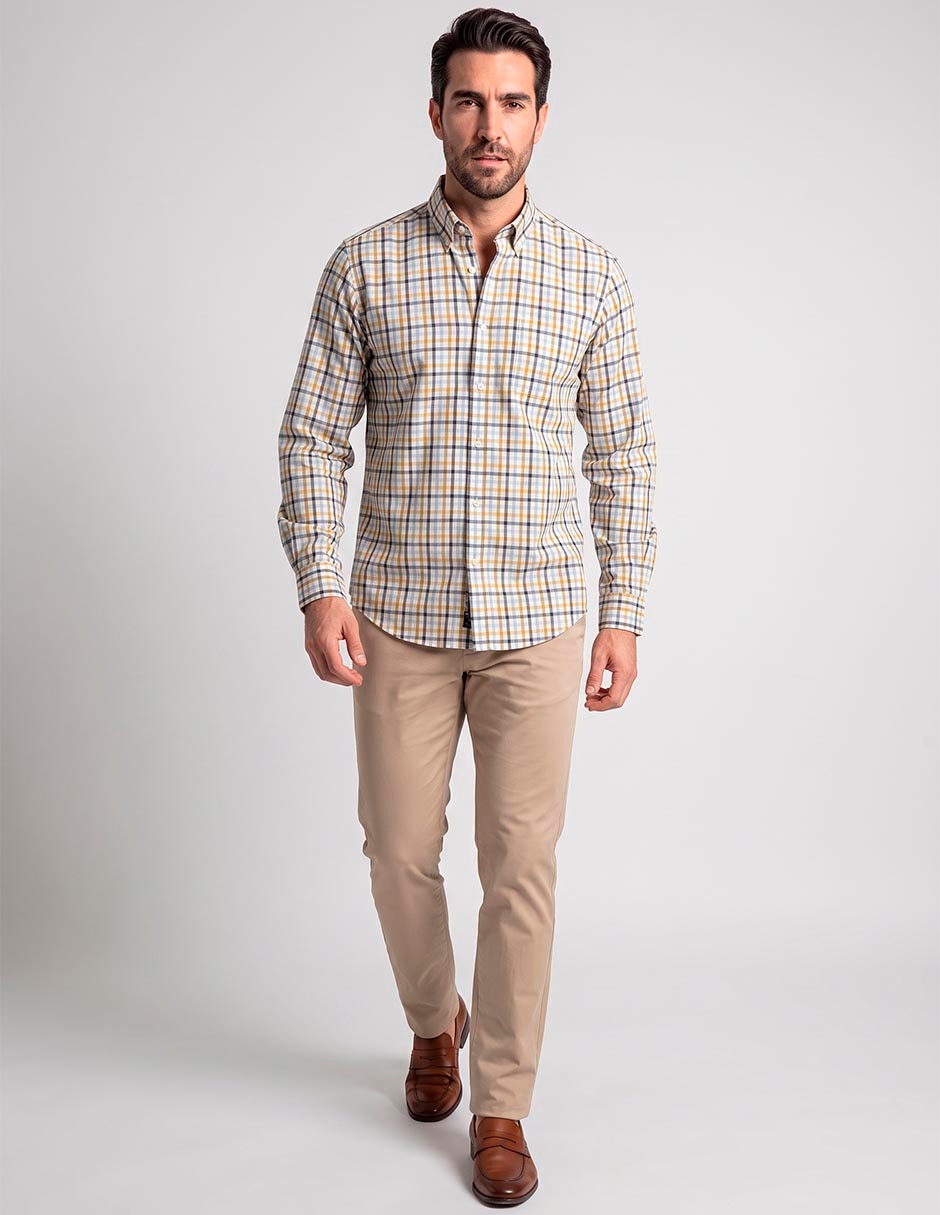Camisa casual de algodón manga larga para hombre Camisa casual de algodón manga larga para hombre