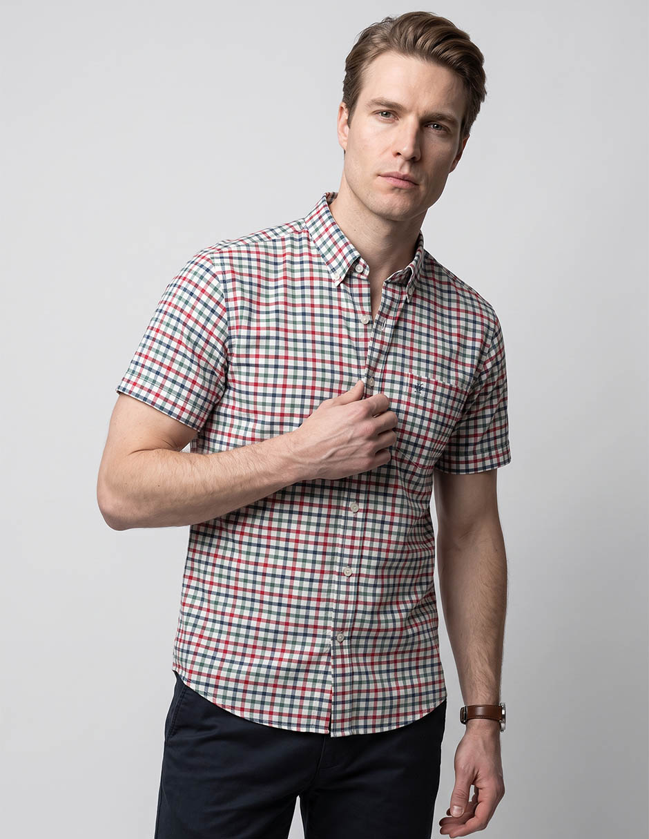 Camisa casual de algodón manga corta para hombre Camisa casual de algodón manga corta para hombre