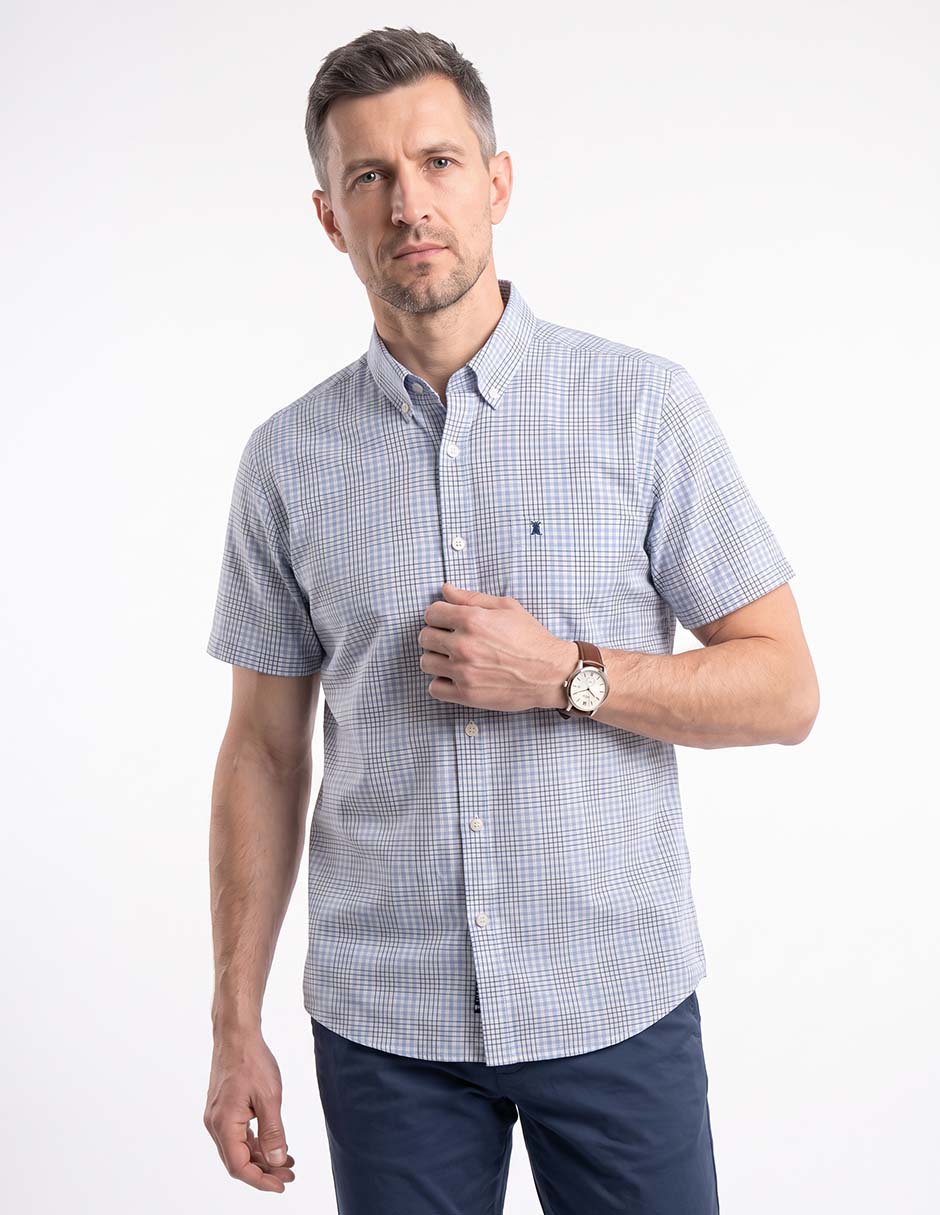 Camisa casual de algodón manga corta para hombre