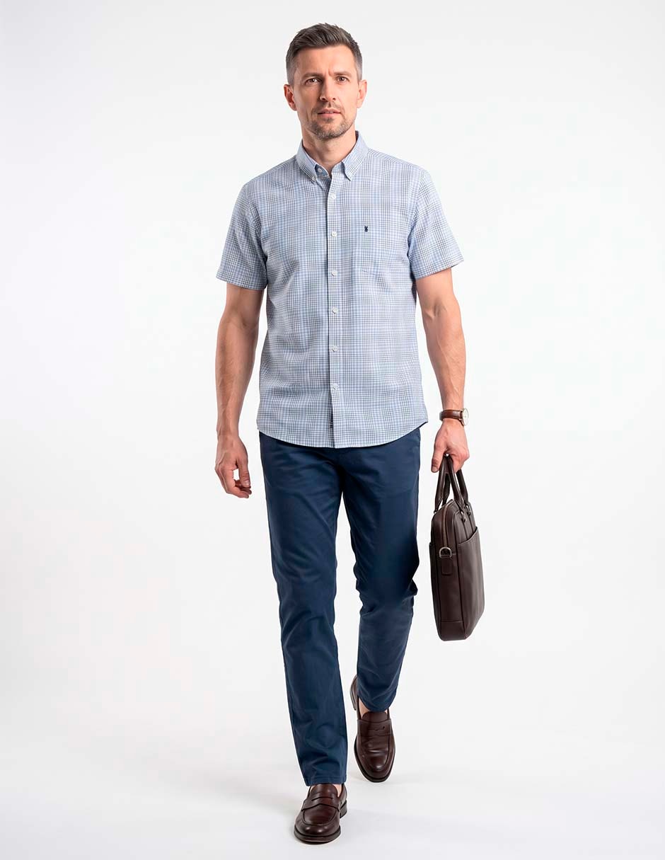Camisa casual de algodón manga corta para hombre