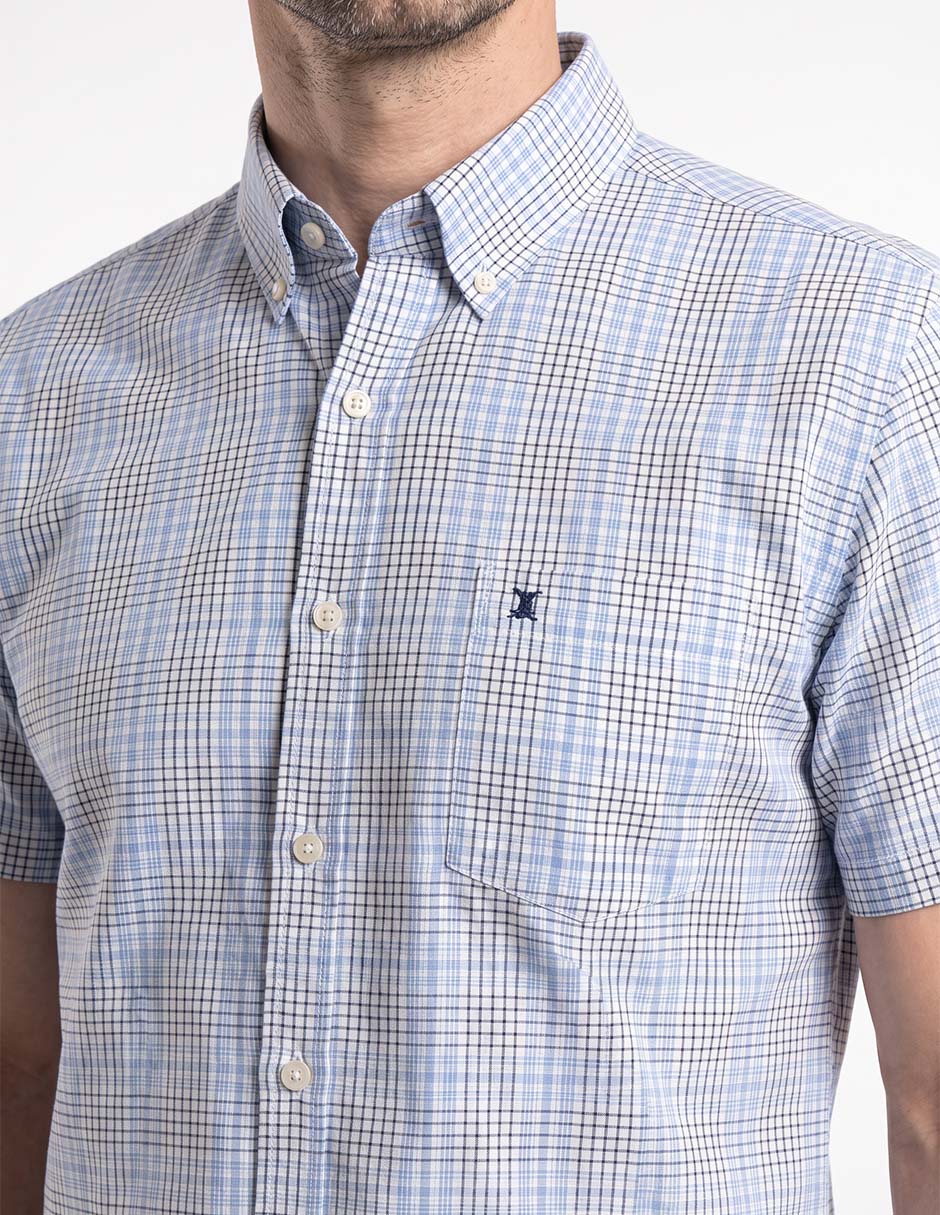 Camisa casual de algodón manga corta para hombre