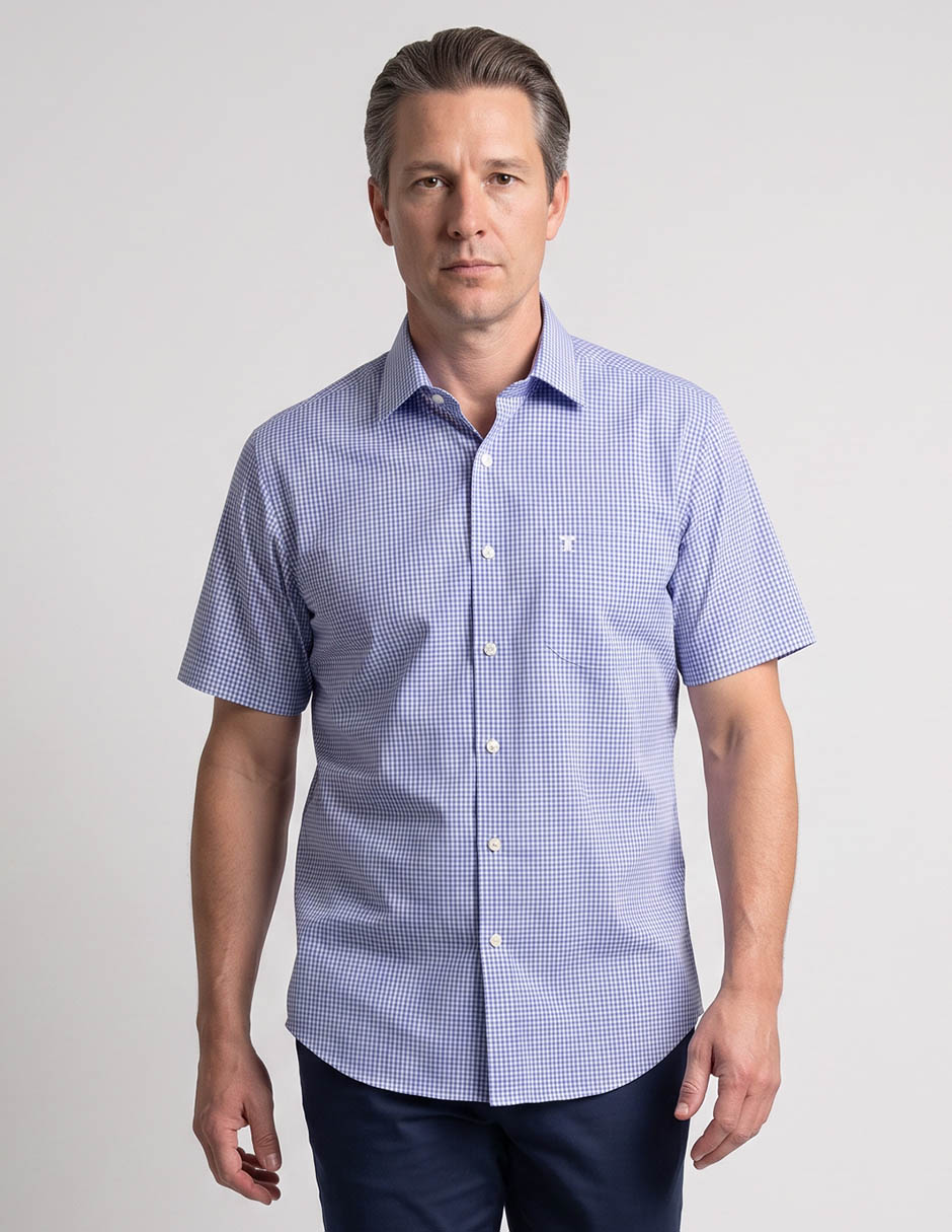 Camisa casual de algodón manga corta para hombre