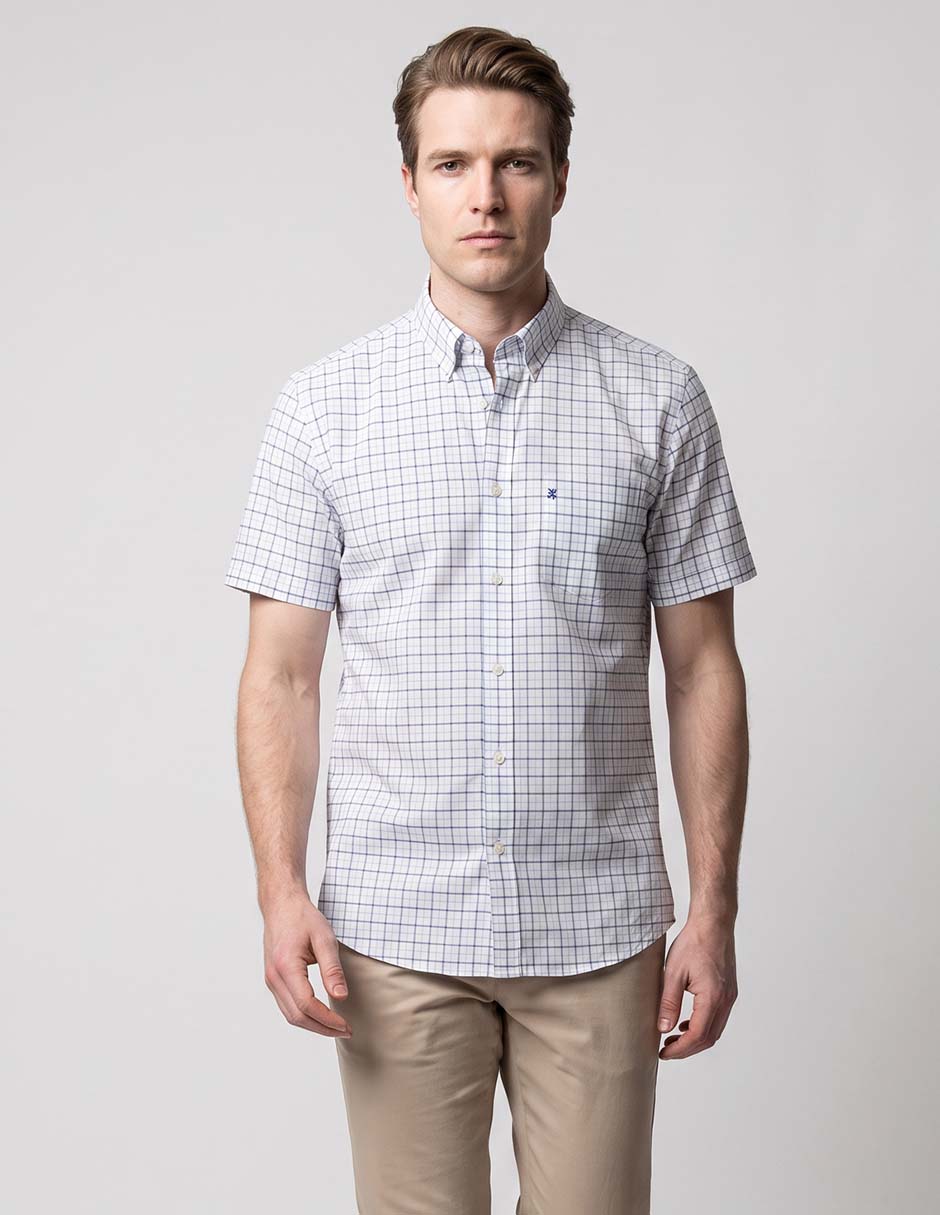Camisa casual de algodón manga corta para hombre