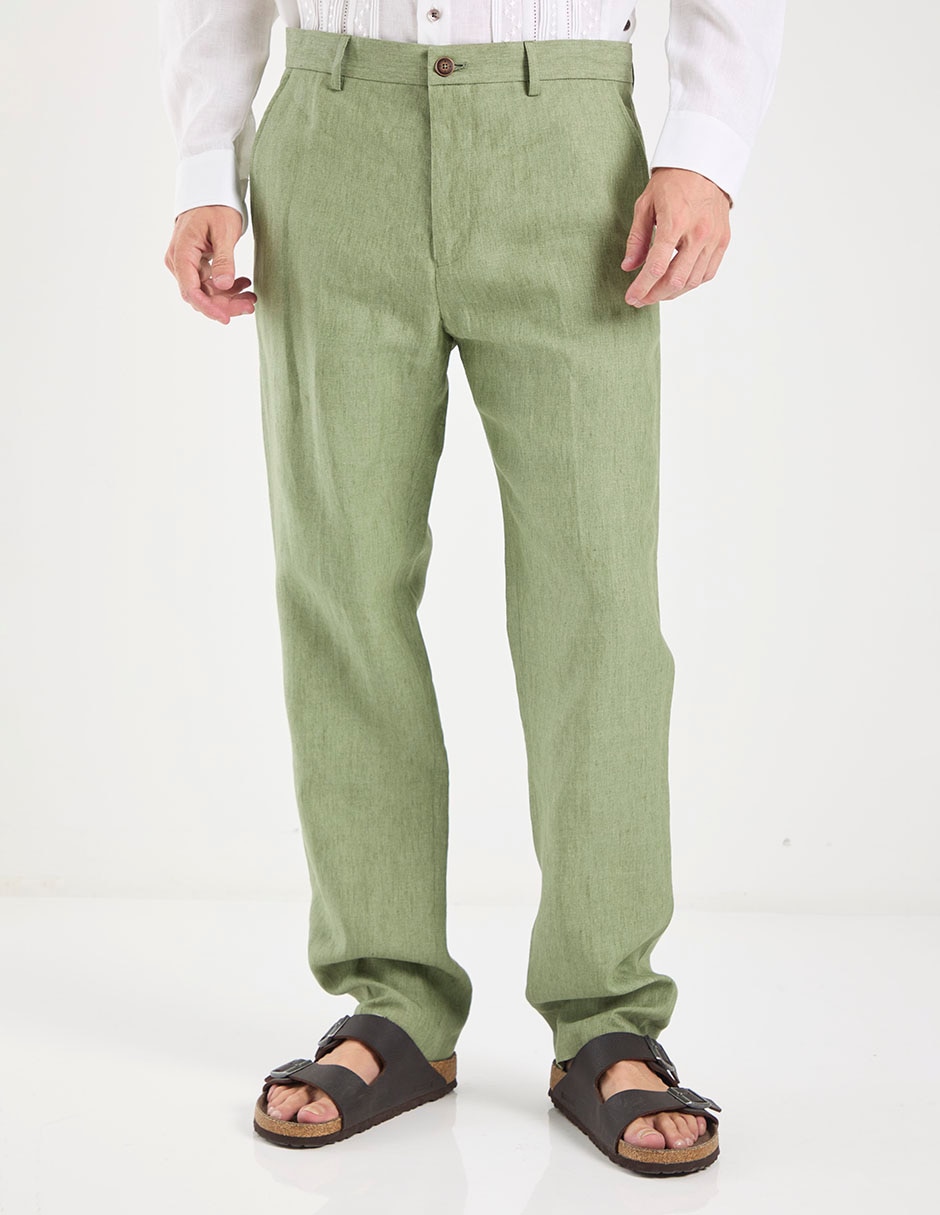 Pantalón de vestir chino slim de lino para hombre