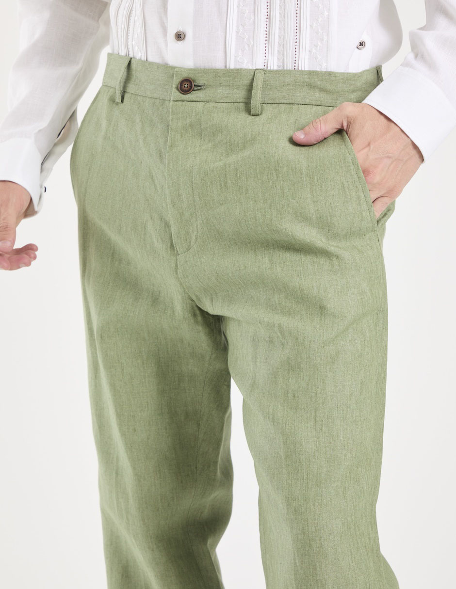 Pantalón de vestir chino slim de lino para hombre 3
