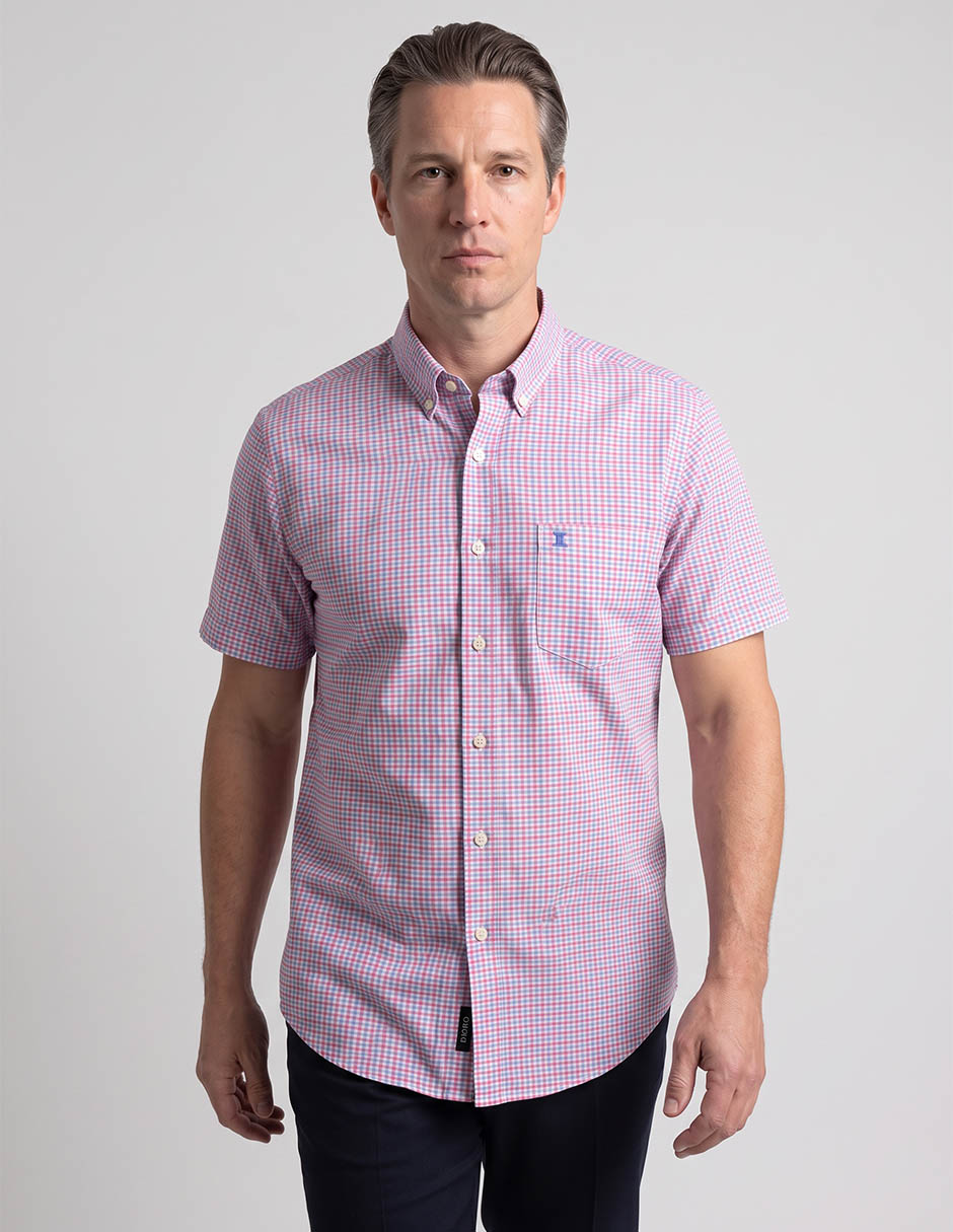 Camisa casual de algodón manga corta para hombre