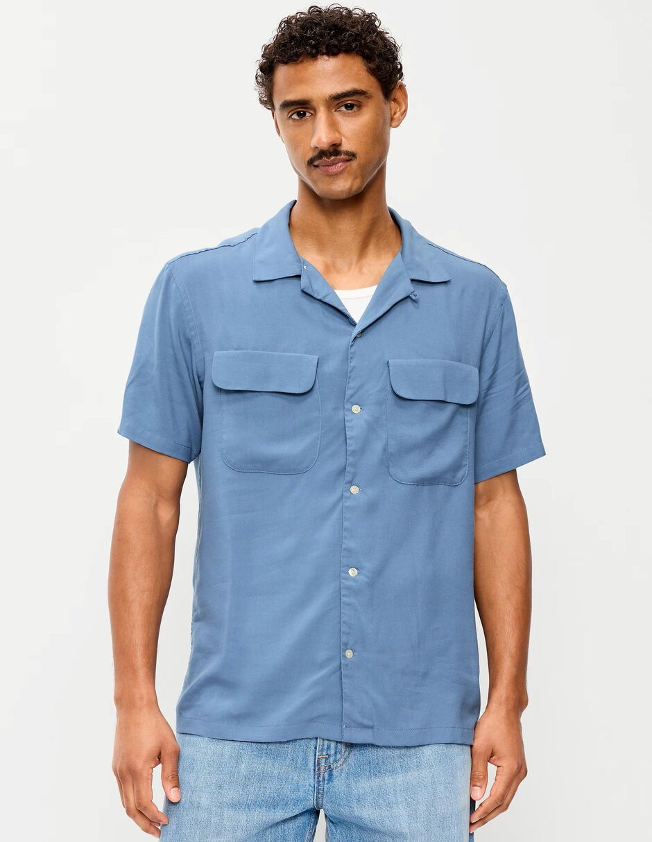 Camisa casual de algodón manga corta para hombre