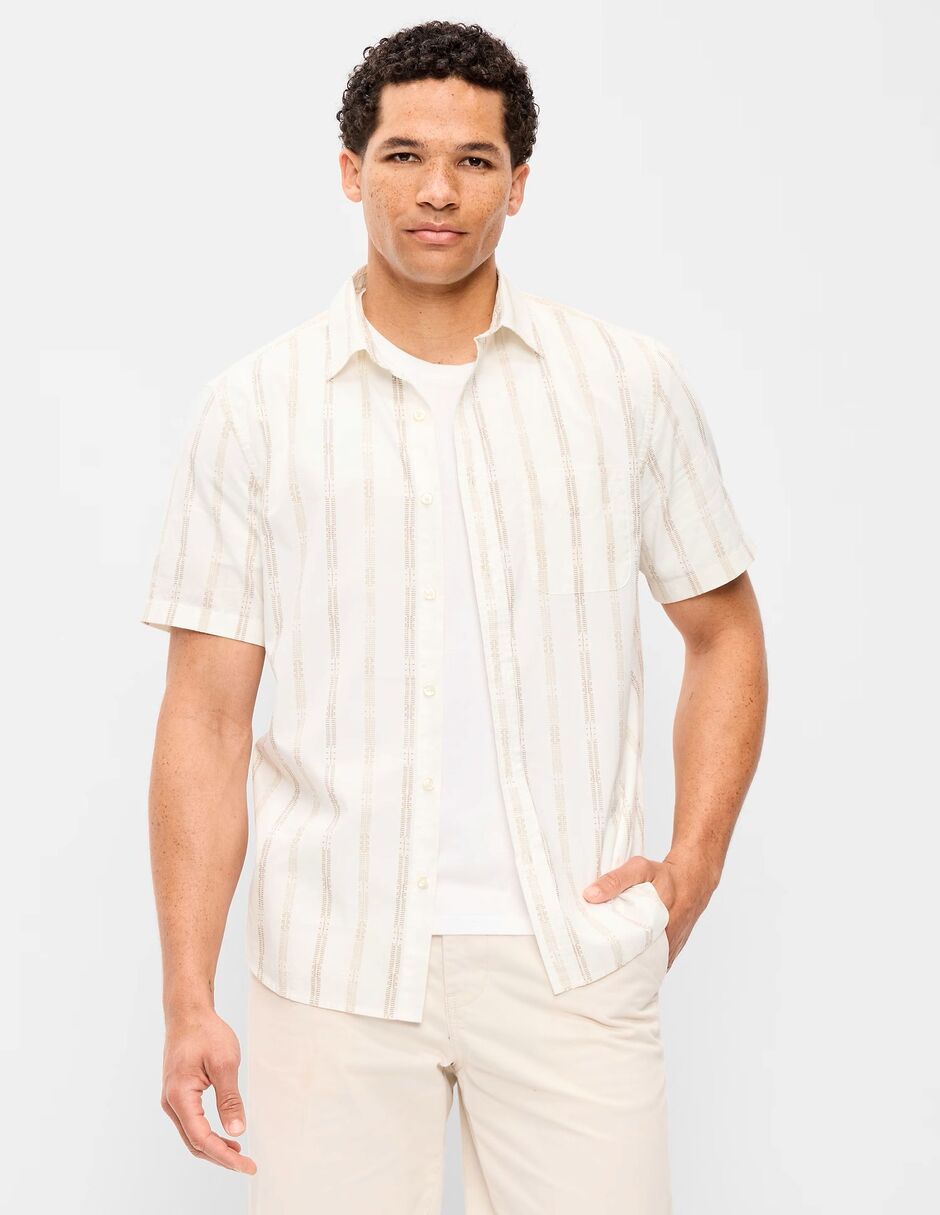 Camisa casual de algodón manga corta para hombre