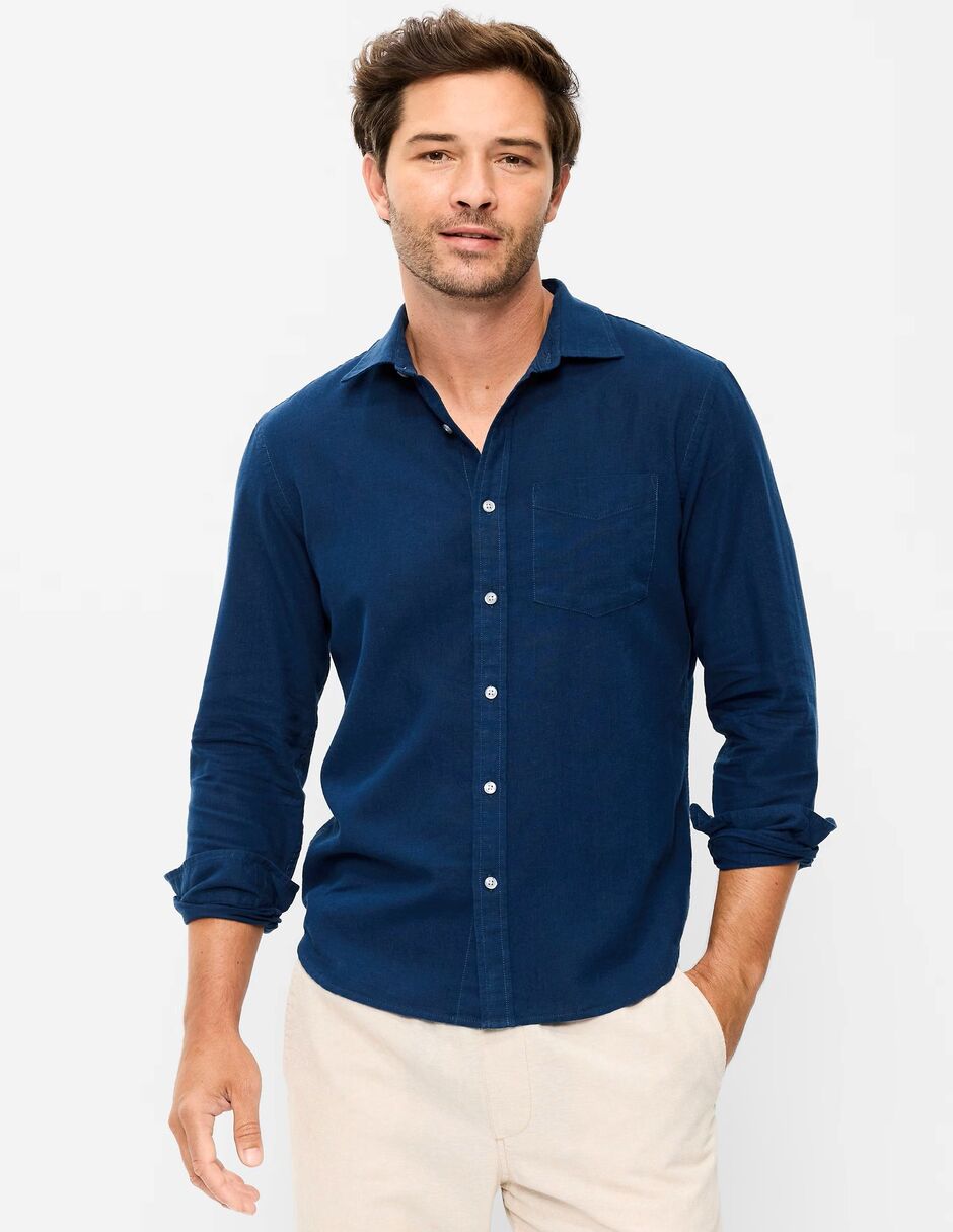 Camisa casual OLD NAVY de algodón manga larga para hombre