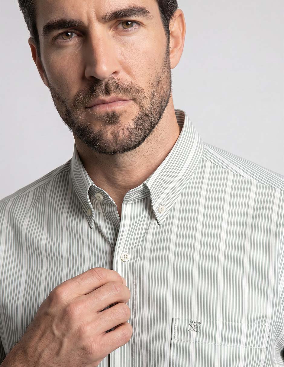 Camisa casual de algodón manga corta para hombre
