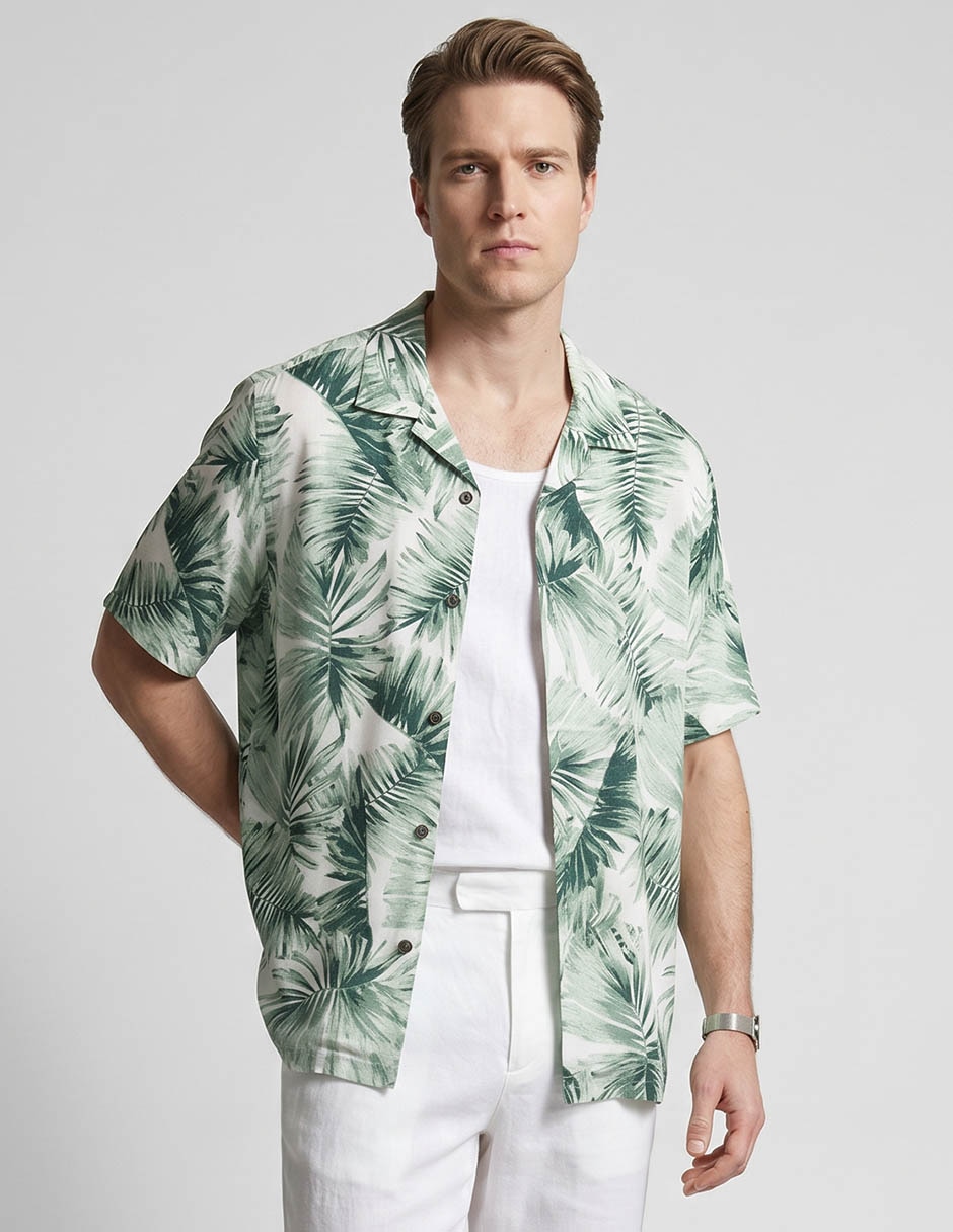 Camisa casual cubavera manga corta para hombre