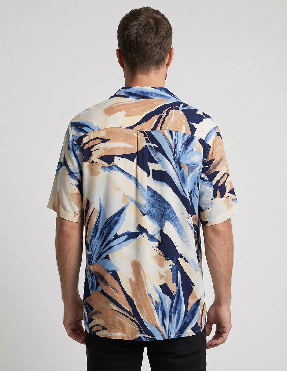 Camisa playa cubavera manga al codo para hombre