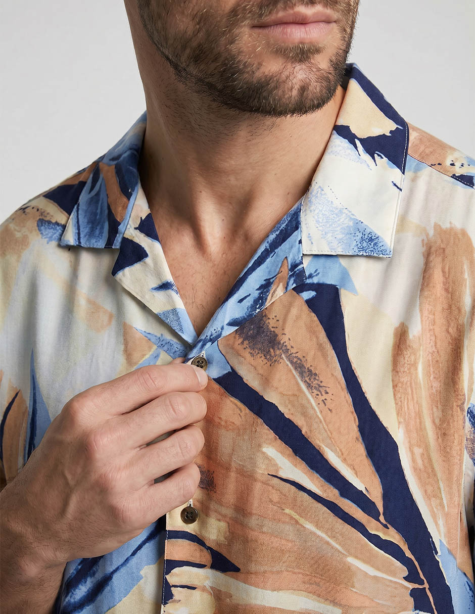 Camisa playa cubavera manga al codo para hombre