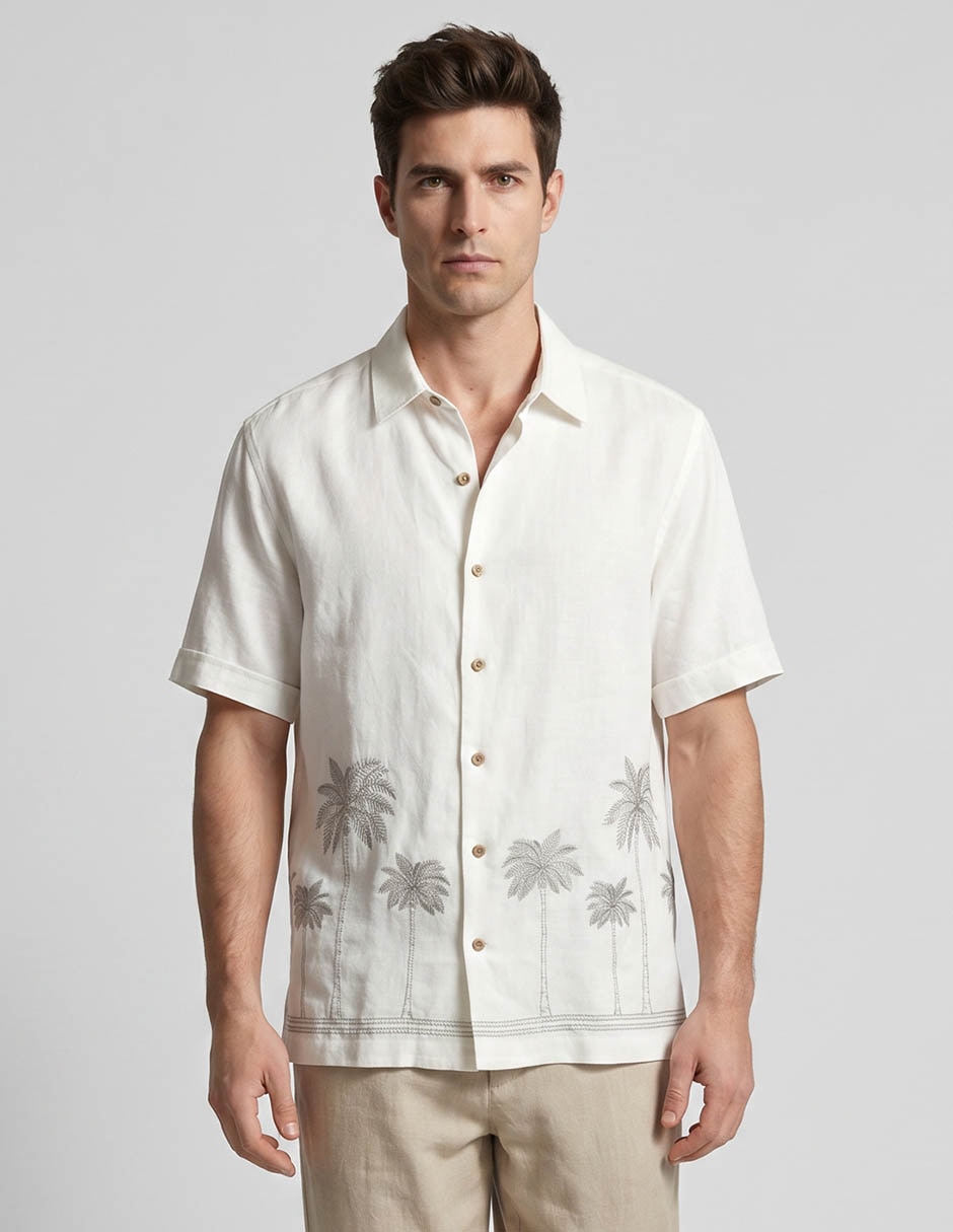 Camisa casual cubavera manga corta para hombre