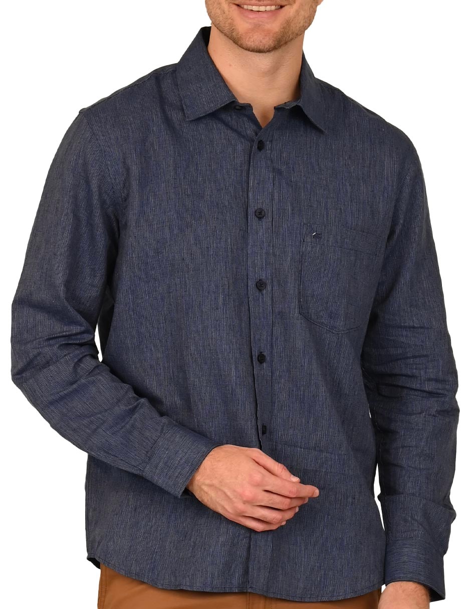 Camisa casual de mezcla de materiales manga larga para hombre 3