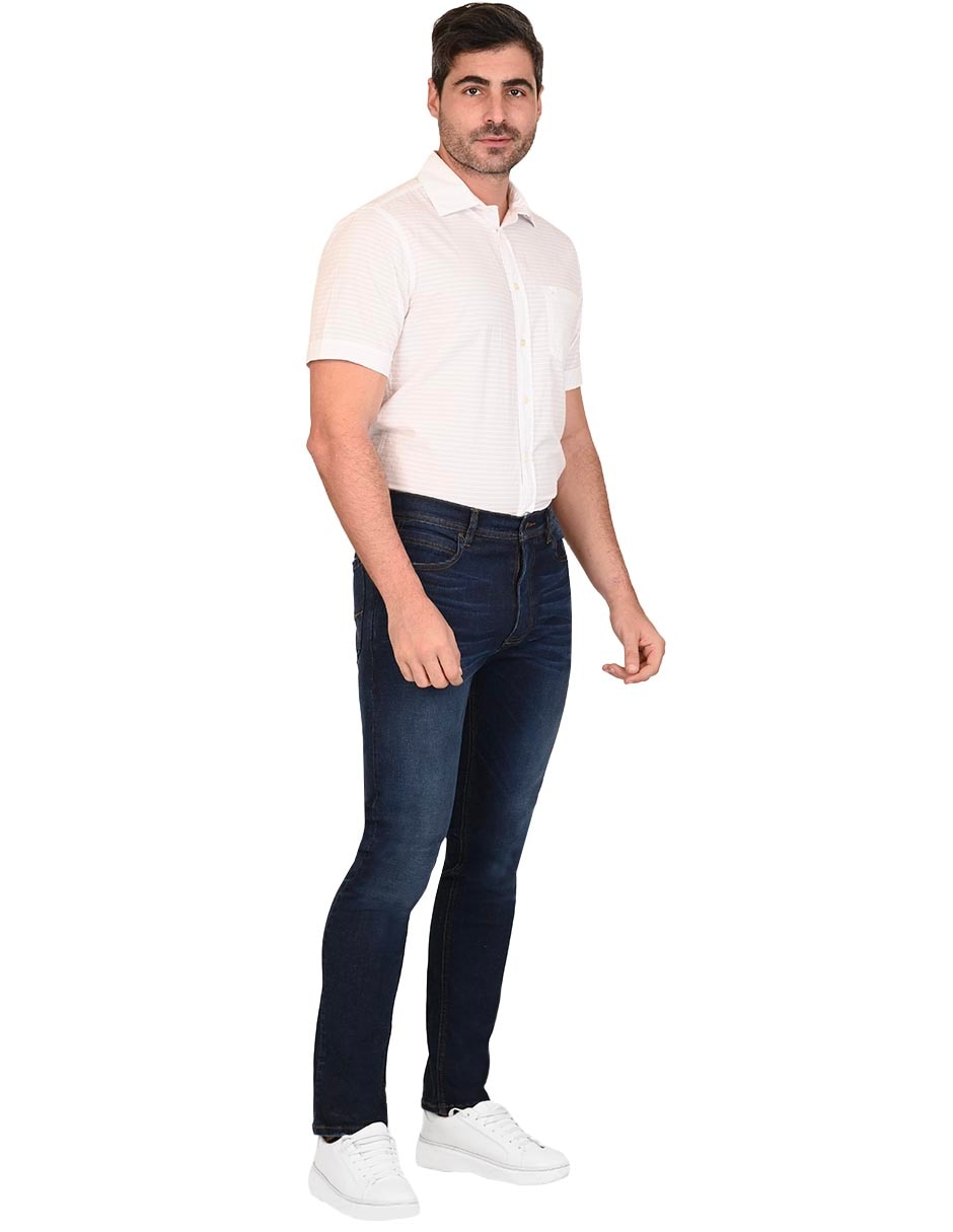 Jeans regular lavado desgastado para hombre 2