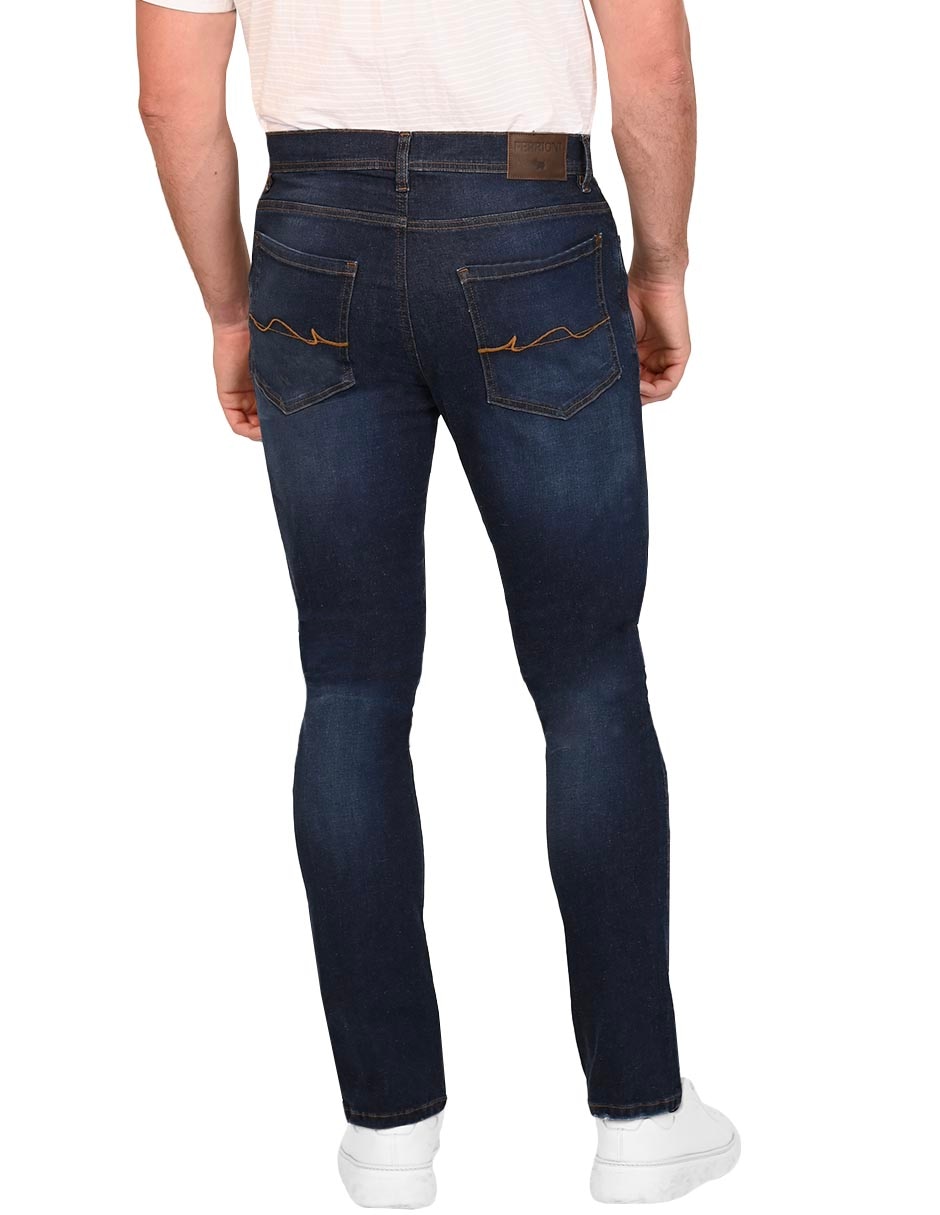 Jeans regular lavado desgastado para hombre 4