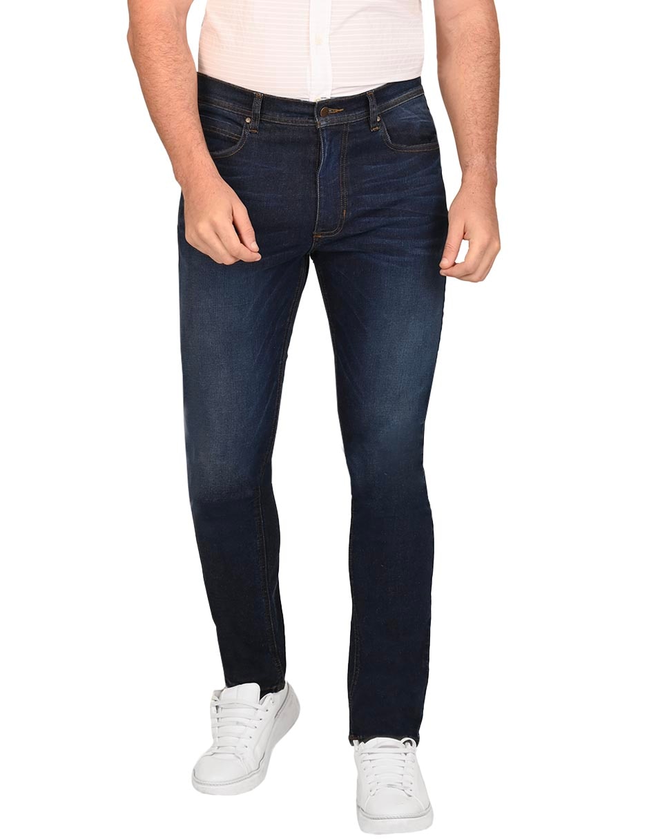 Jeans regular lavado desgastado para hombre