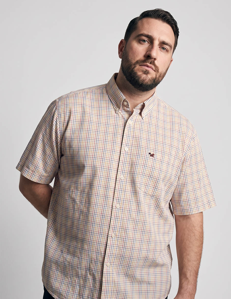 Camisa casual de algodón manga corta para hombre