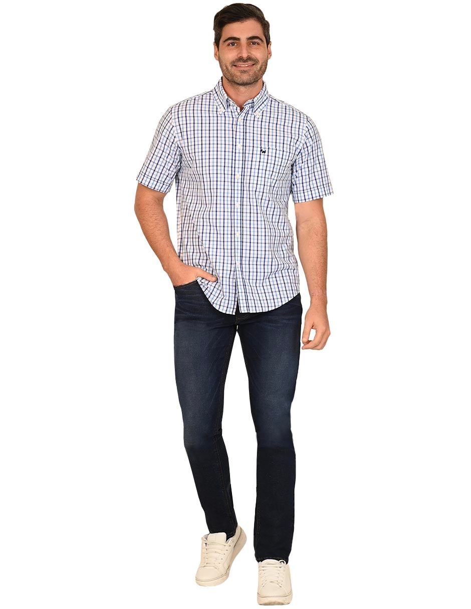Camisa casual ferrioni de algodón manga corta para hombre