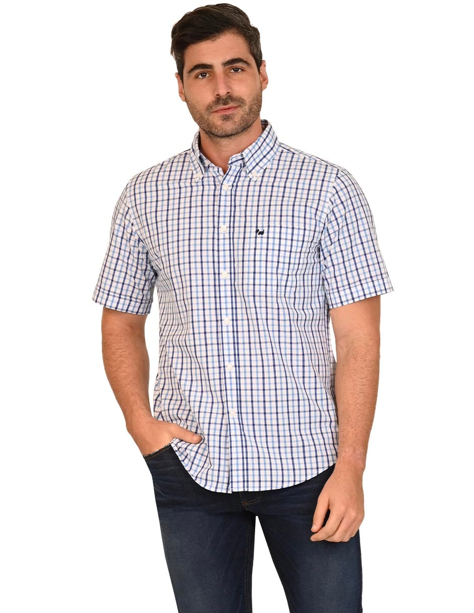 Camisa casual ferrioni de algodón manga corta para hombre