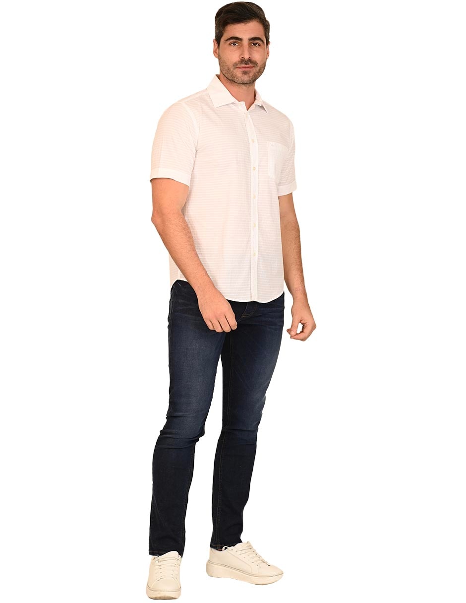 Camisa casual ferrioni de algodón manga corta para hombre