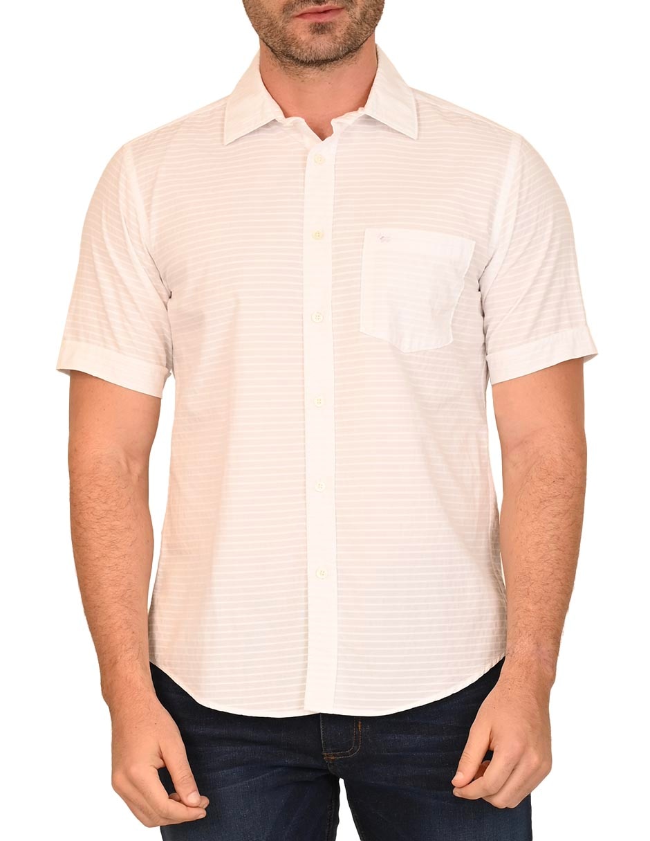 Camisa casual ferrioni de algodón manga corta para hombre