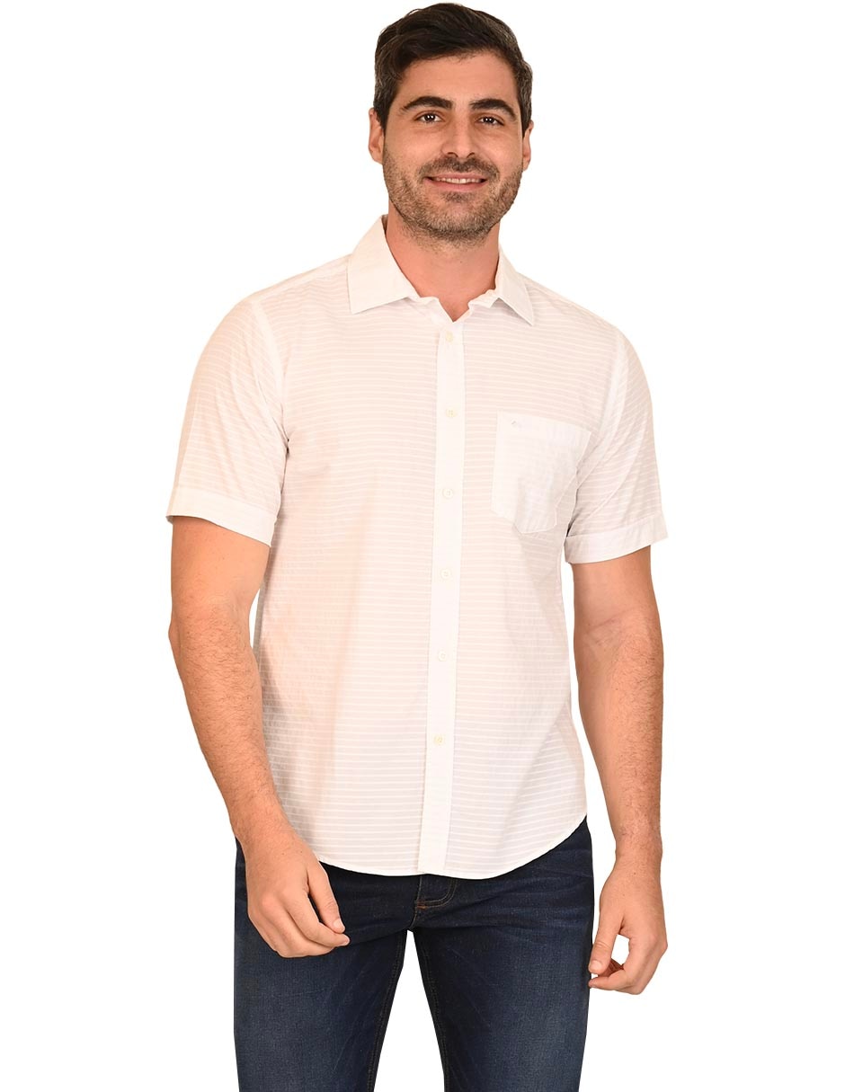 Camisa casual ferrioni de algodón manga corta para hombre