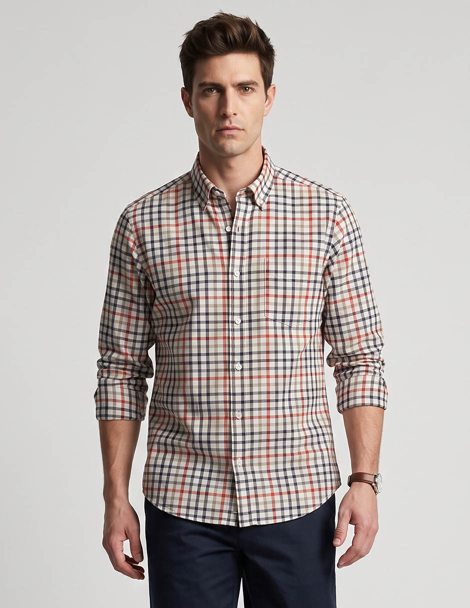 Camisa casual polosur manga larga para hombre