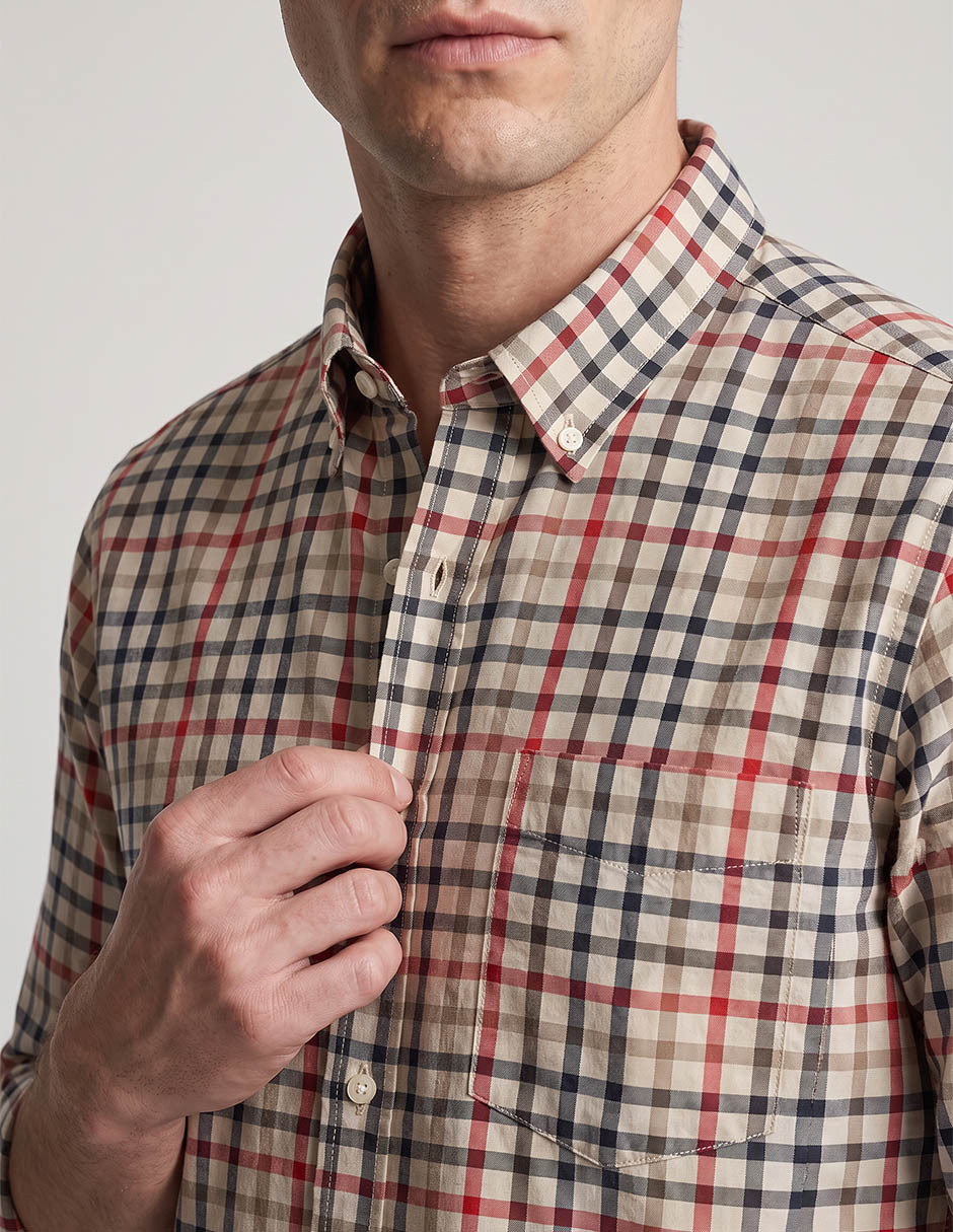 Camisa casual polosur manga larga para hombre