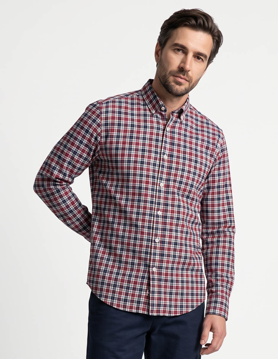 Camisa casual de algodón manga larga para hombre
