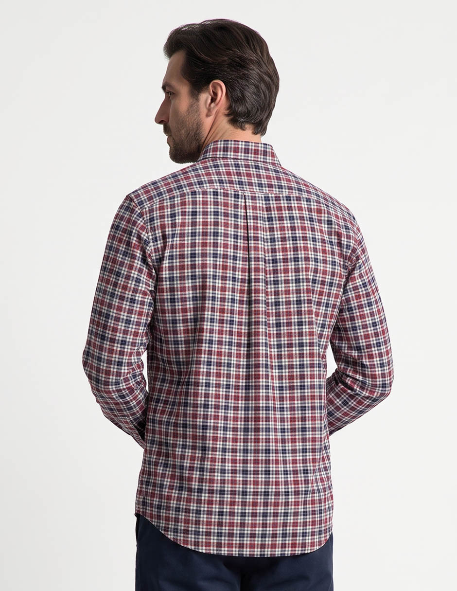 Camisa casual polosur de algodón manga larga para hombre