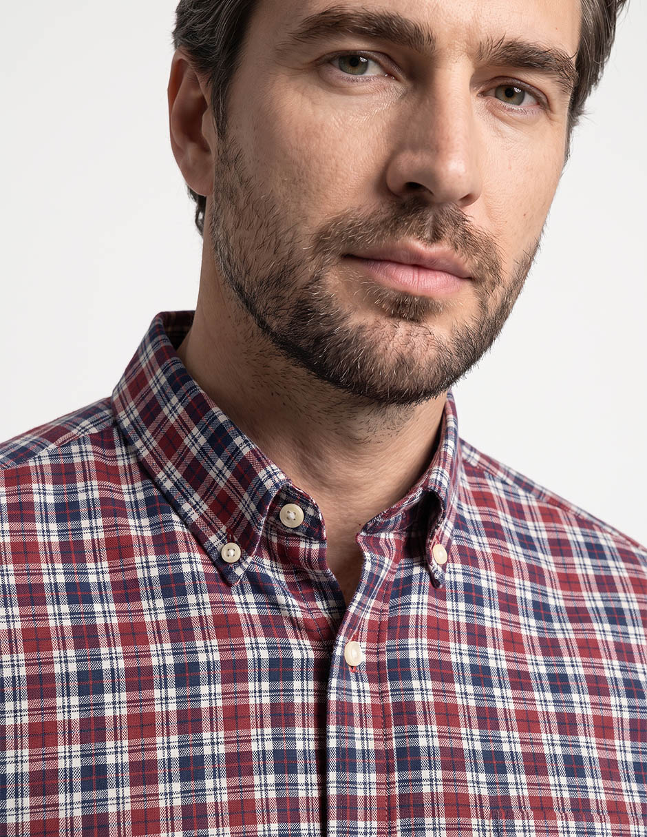 Camisa casual polosur de algodón manga larga para hombre