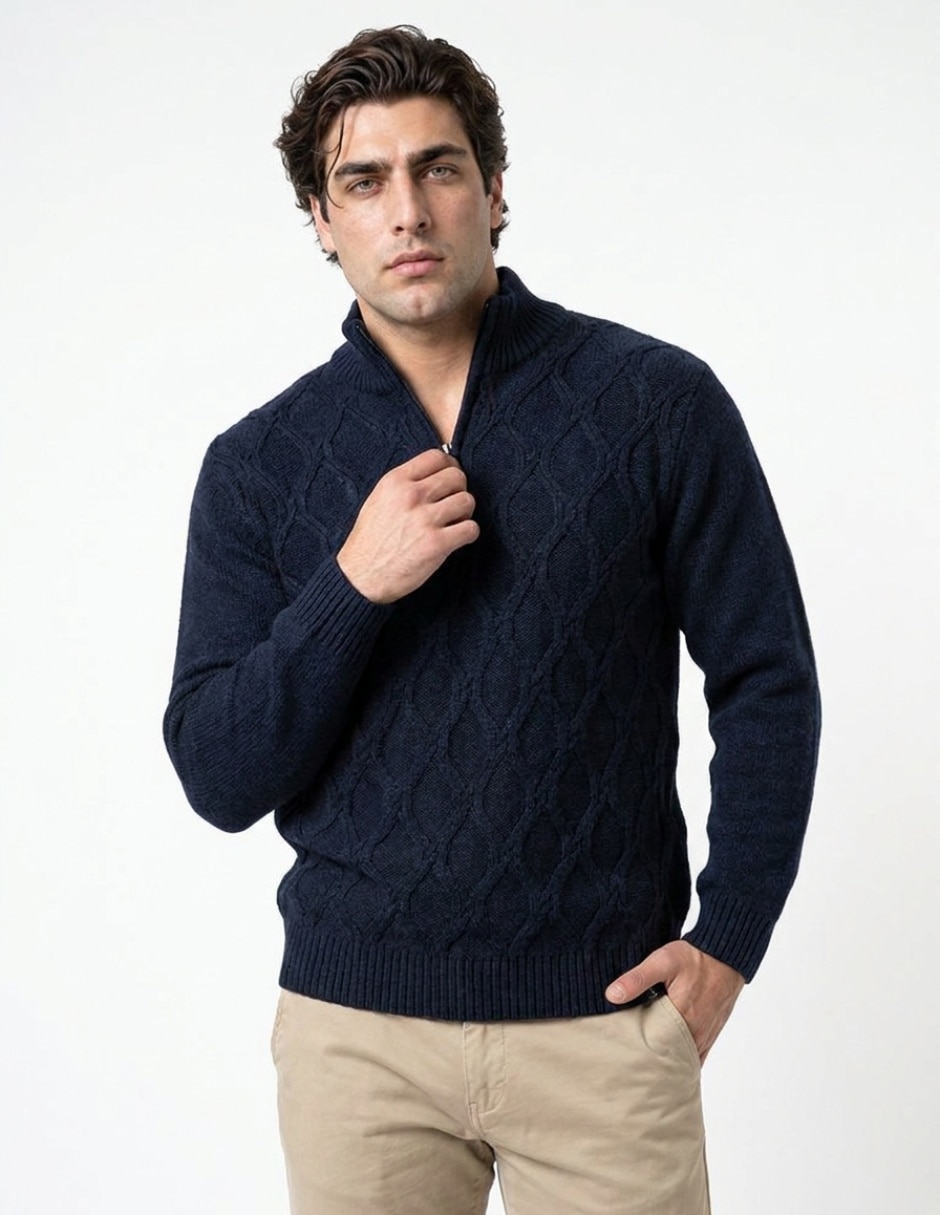 Suéter cuello con cierre para hombre Suéter cuello con cierre para hombre