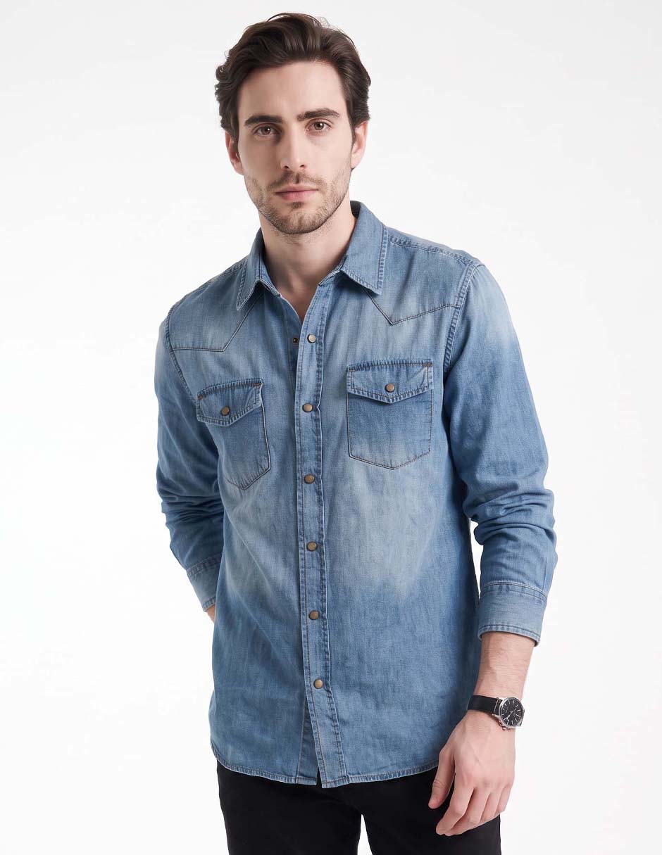 Camisa de algodón manga larga para hombre Camisa de algodón manga larga para hombre