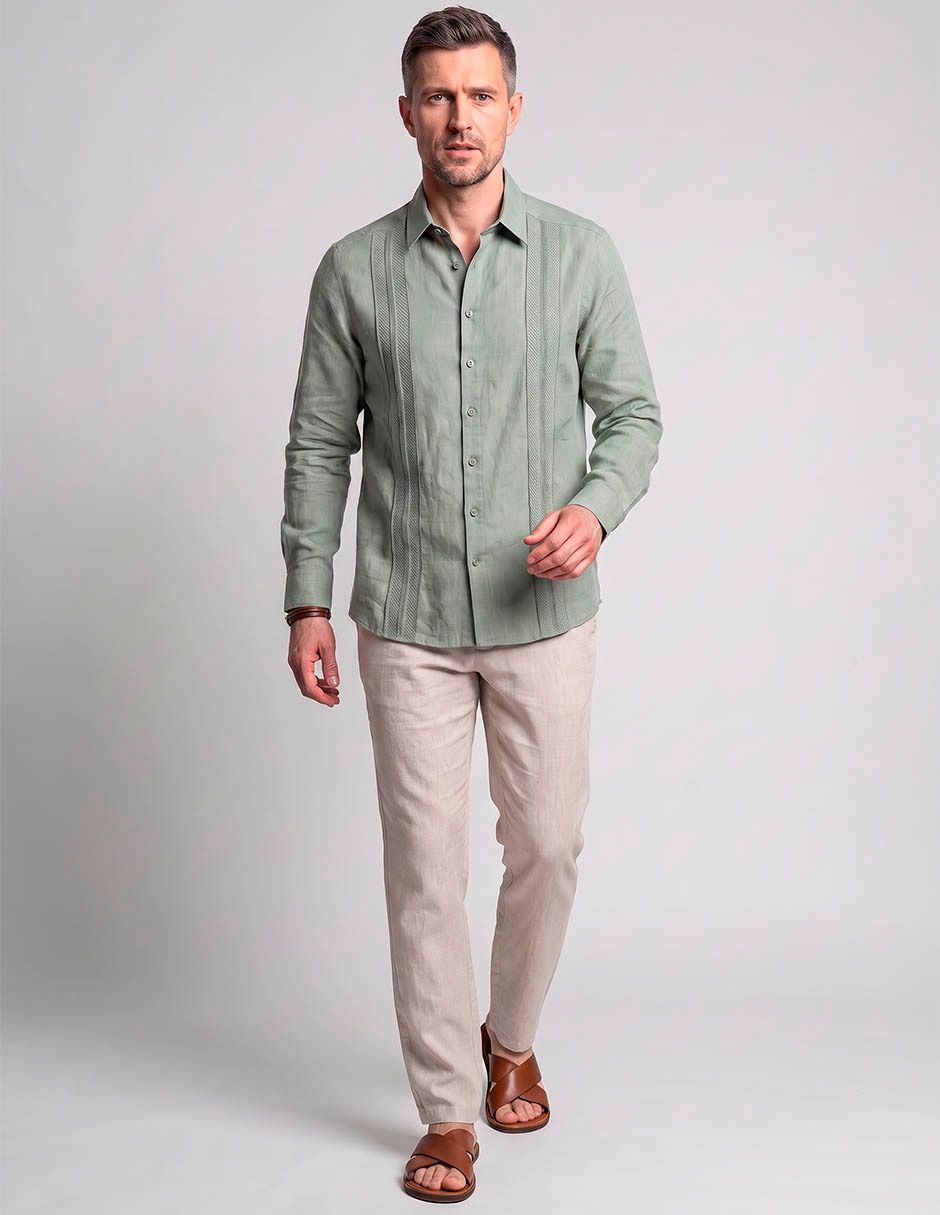 Guayabera manga larga para hombre 3