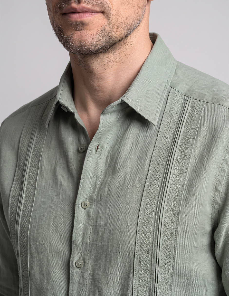 Guayabera manga larga para hombre 4