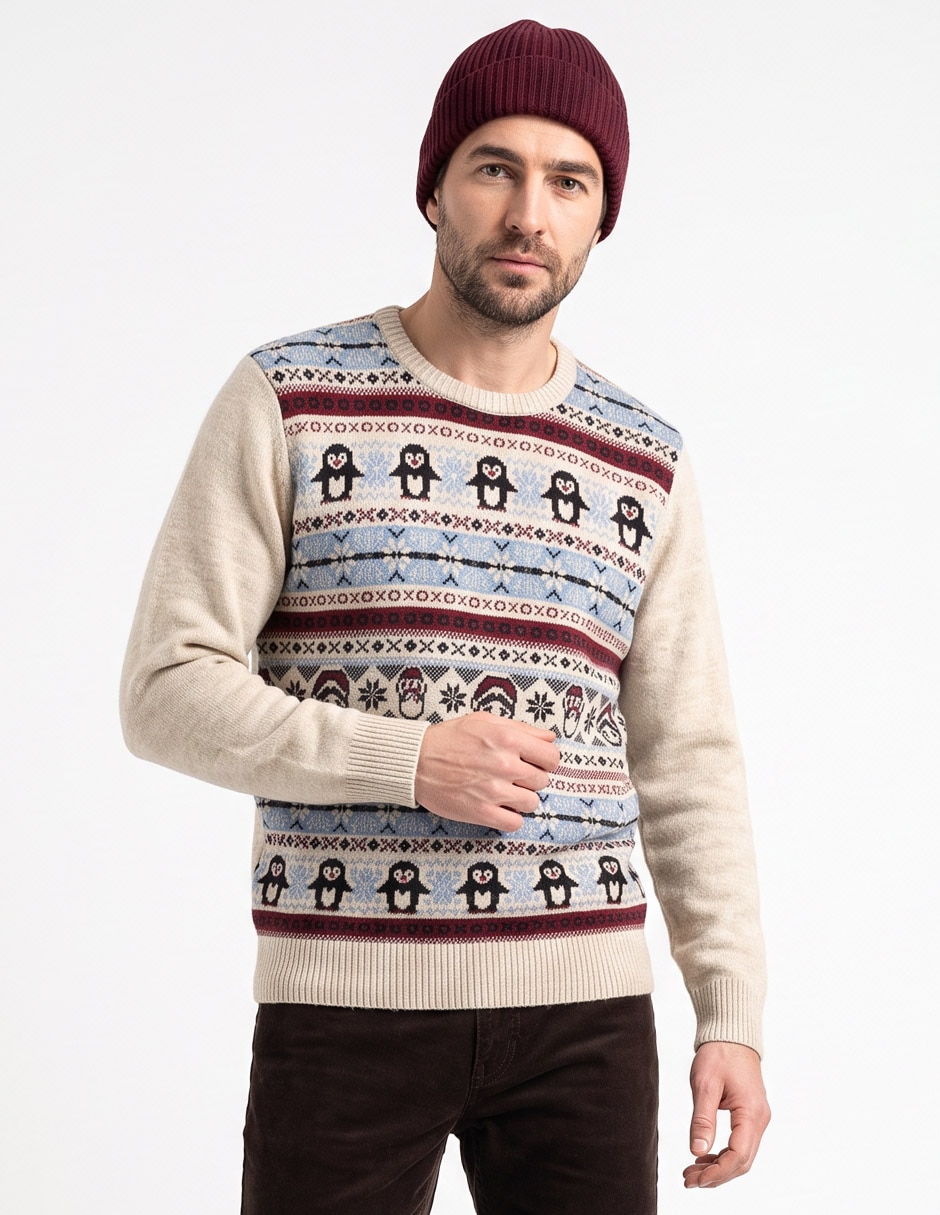 Suéter navideño cuello redondo para hombre Suéter navideño cuello redondo para hombre